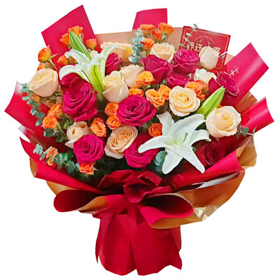 南平19朵玫瑰百合，爱情永不凋零