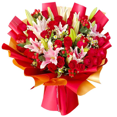 南平33朵红玫瑰百合，心灵的火花
