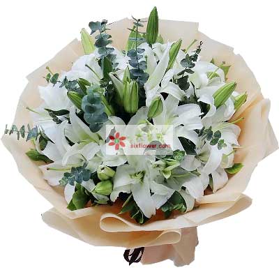 南平9支白色多头百合，祝福你幸福